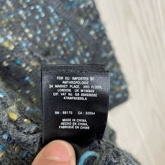 Anthropologie Keavy Chunky Knit Wool Blend Cardigan Sweater Grey Multi Size XS - Picture 8 of 9